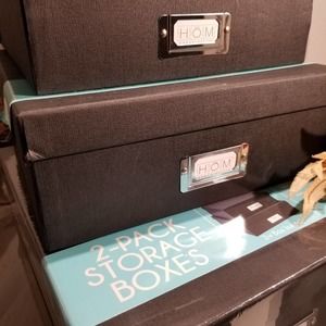 C- 2 Black  textured storage boxes by HOM